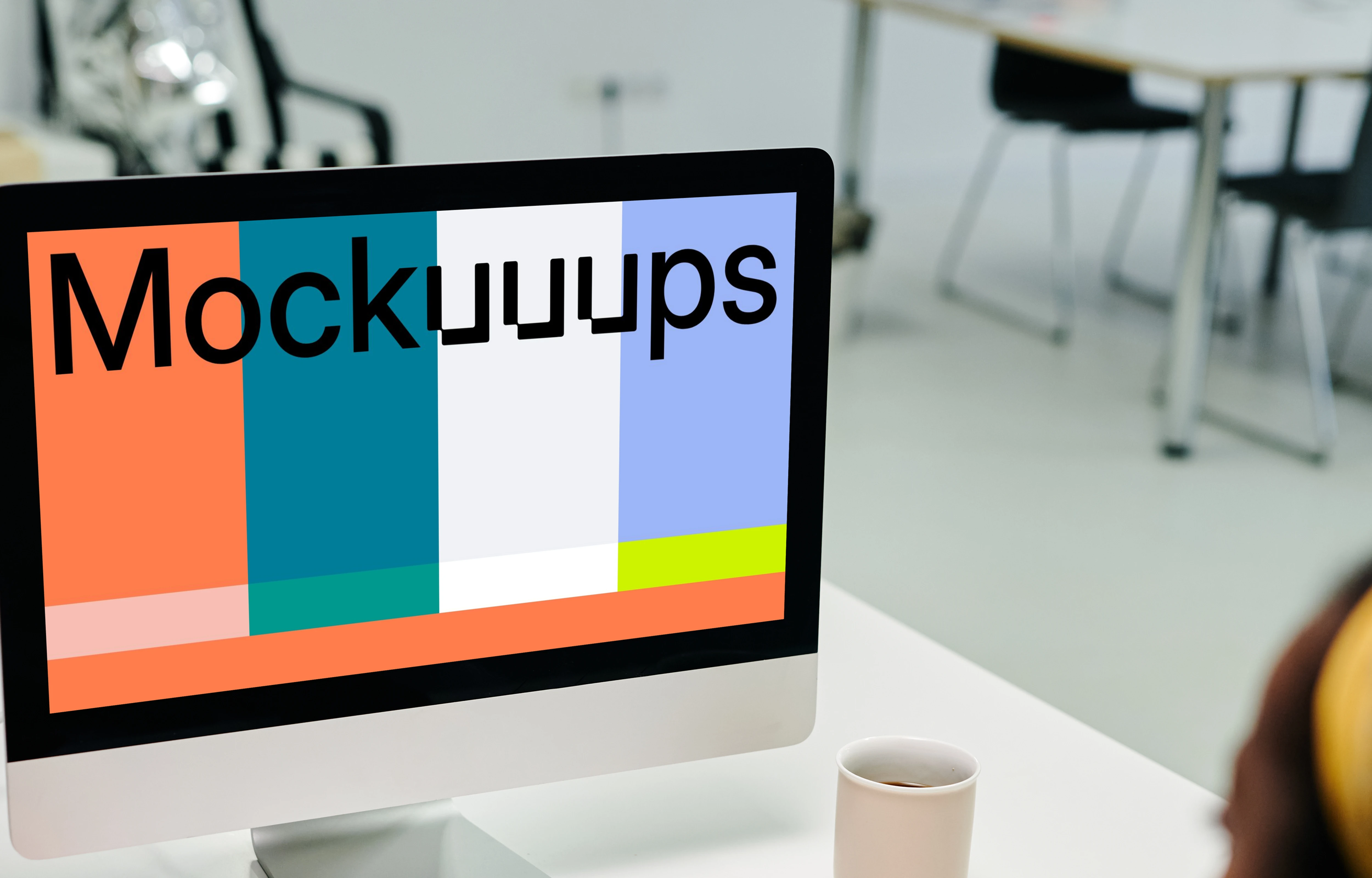 Woman editing on the iMac mockup