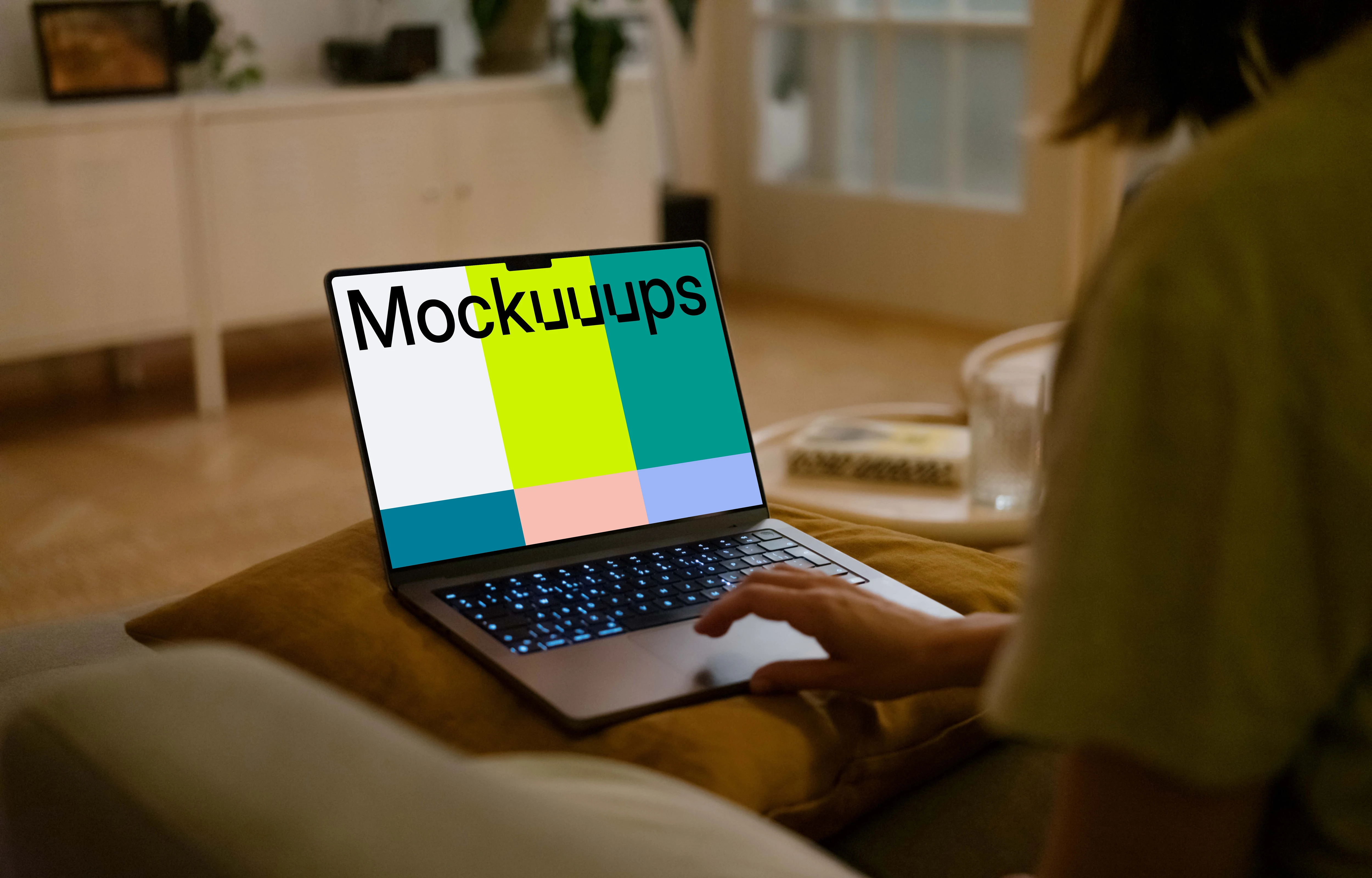 Woman hand working on MacBook mockup