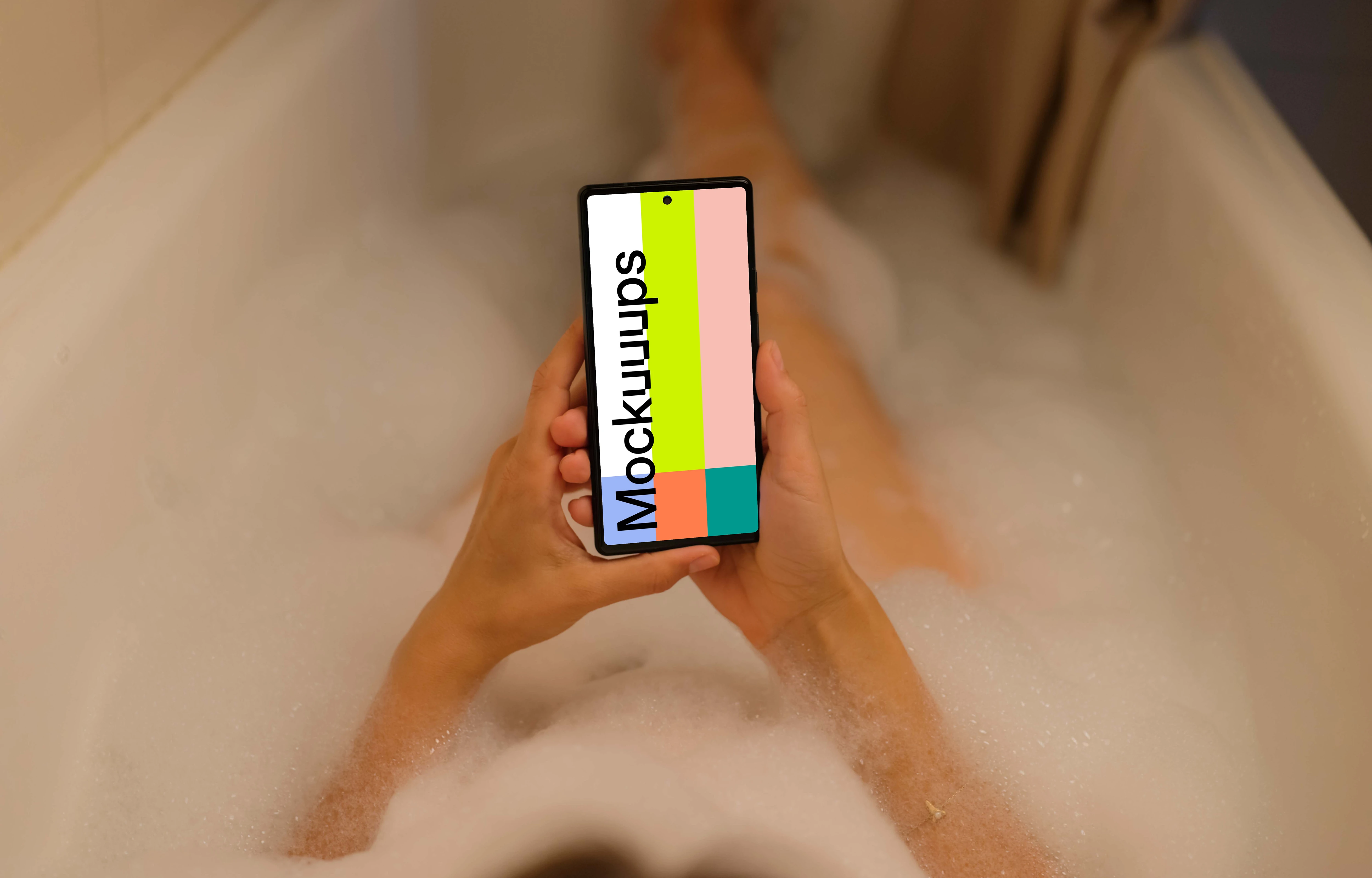 Woman hands holding a Google Pixel 6 mockup