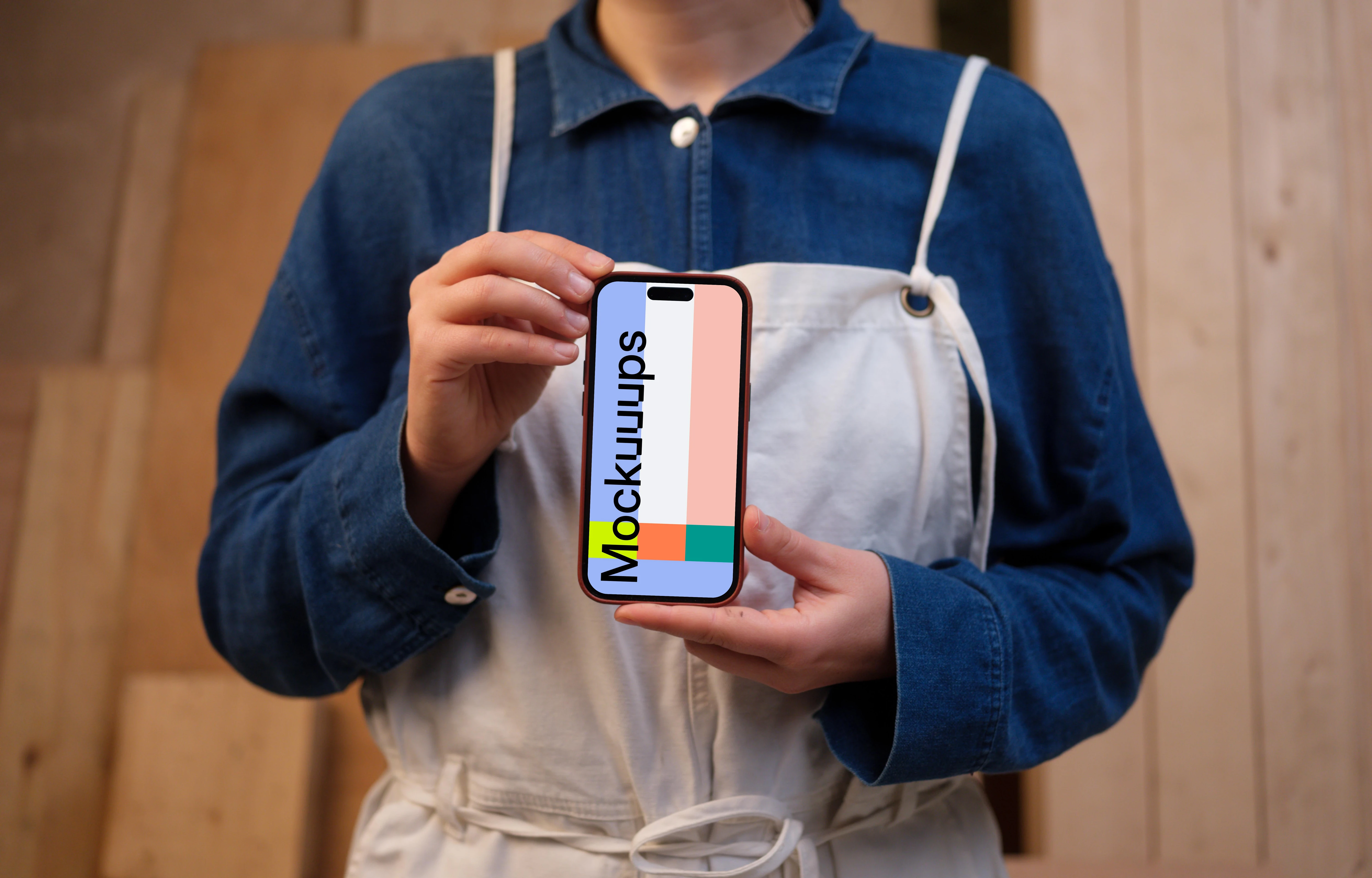 Woman hands holding an iPhone mockup