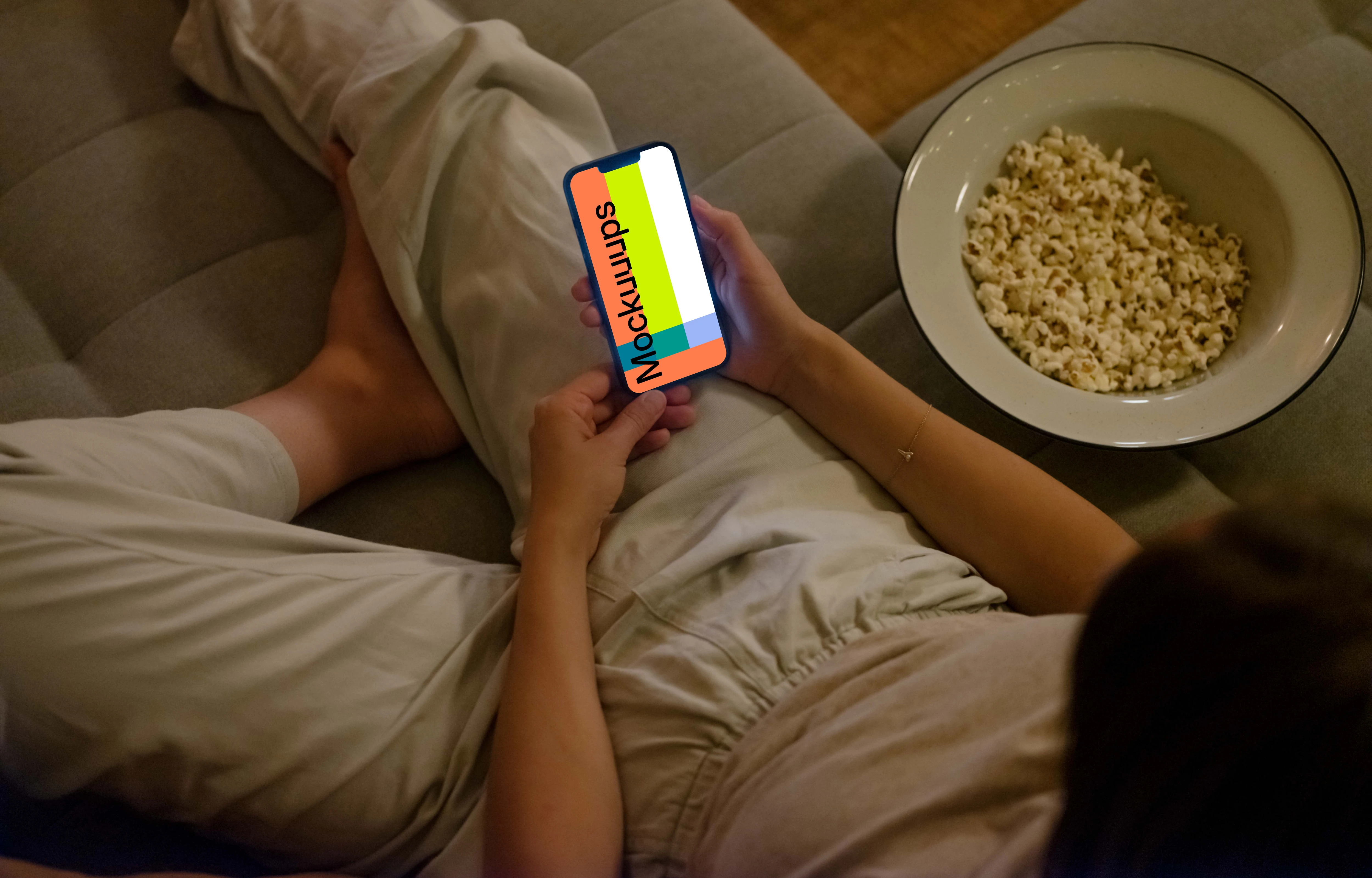 Woman hands holding an iPhone mockup