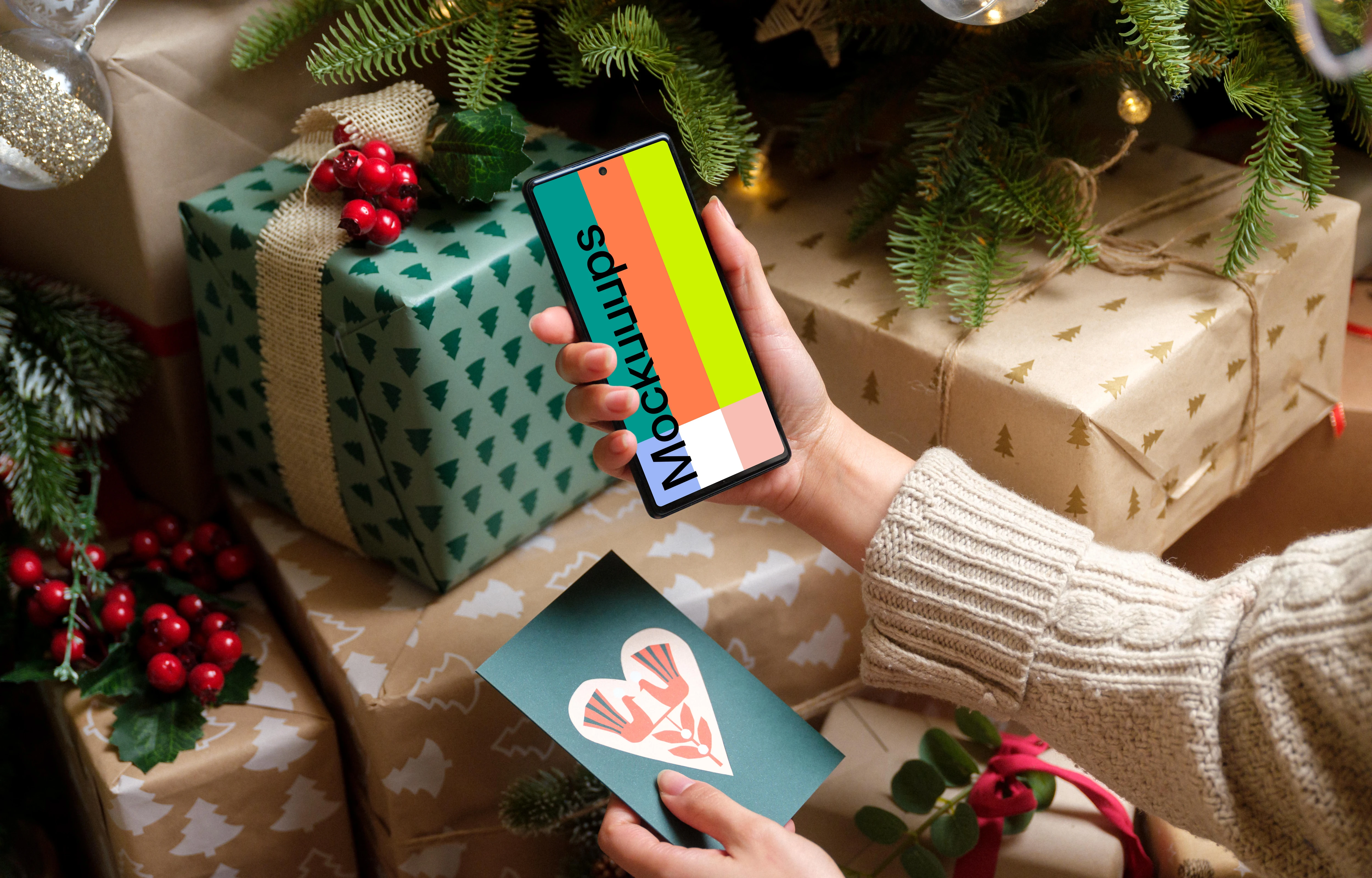Woman holding Google Pixel 6 and gift card