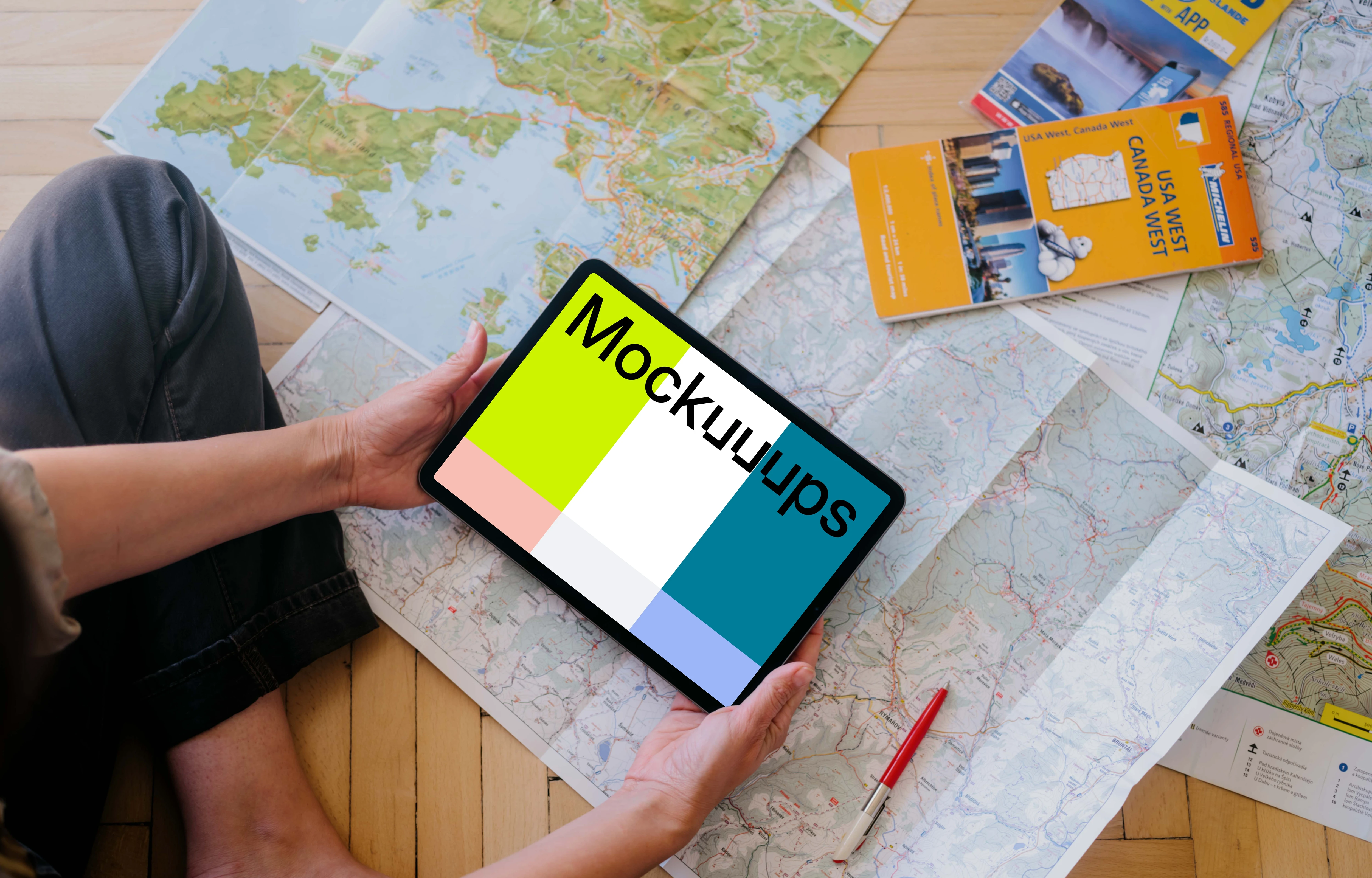 Woman reading on an iPad Air mockup