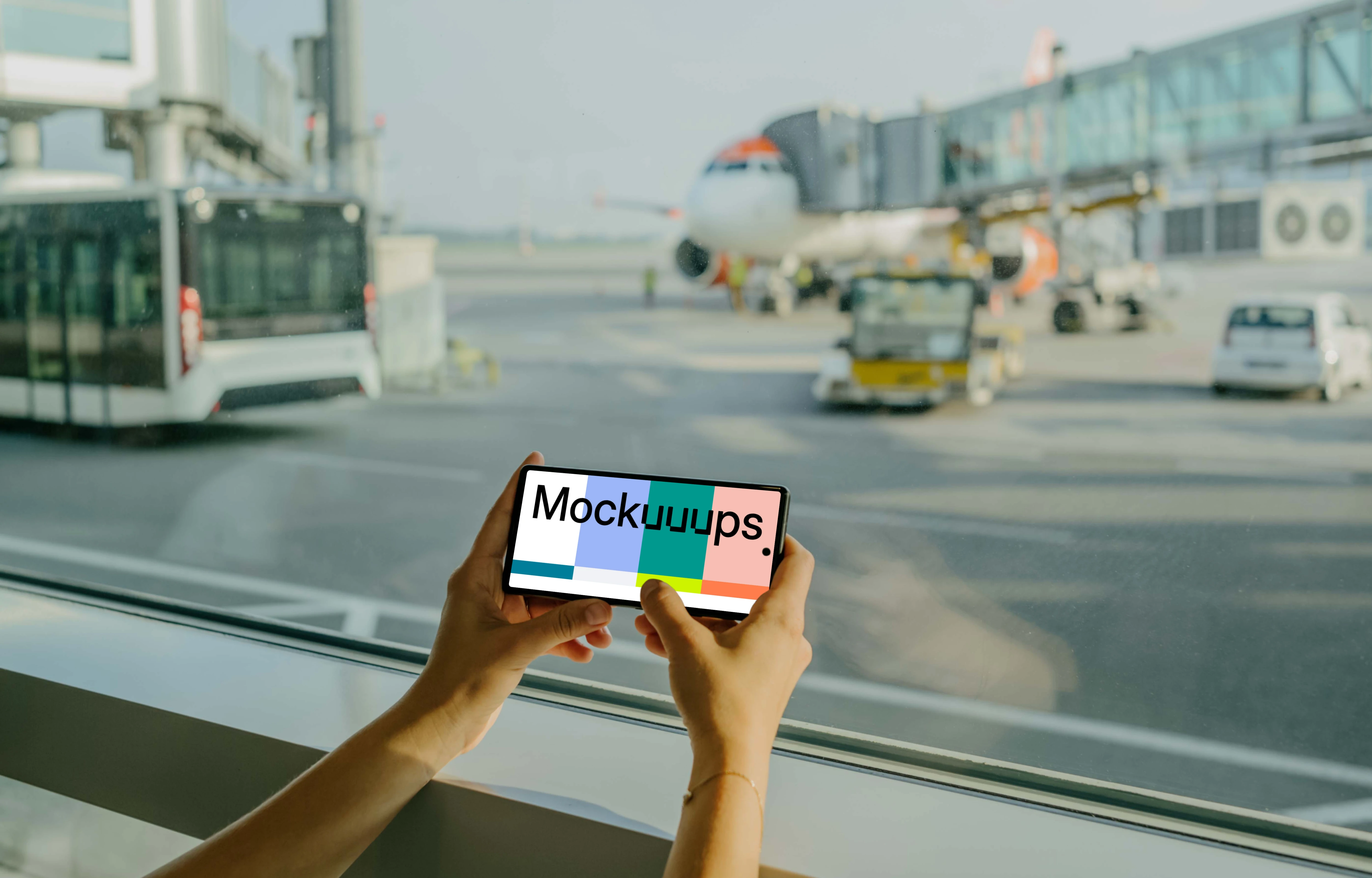 Woman typing on a Google Pixel mockup