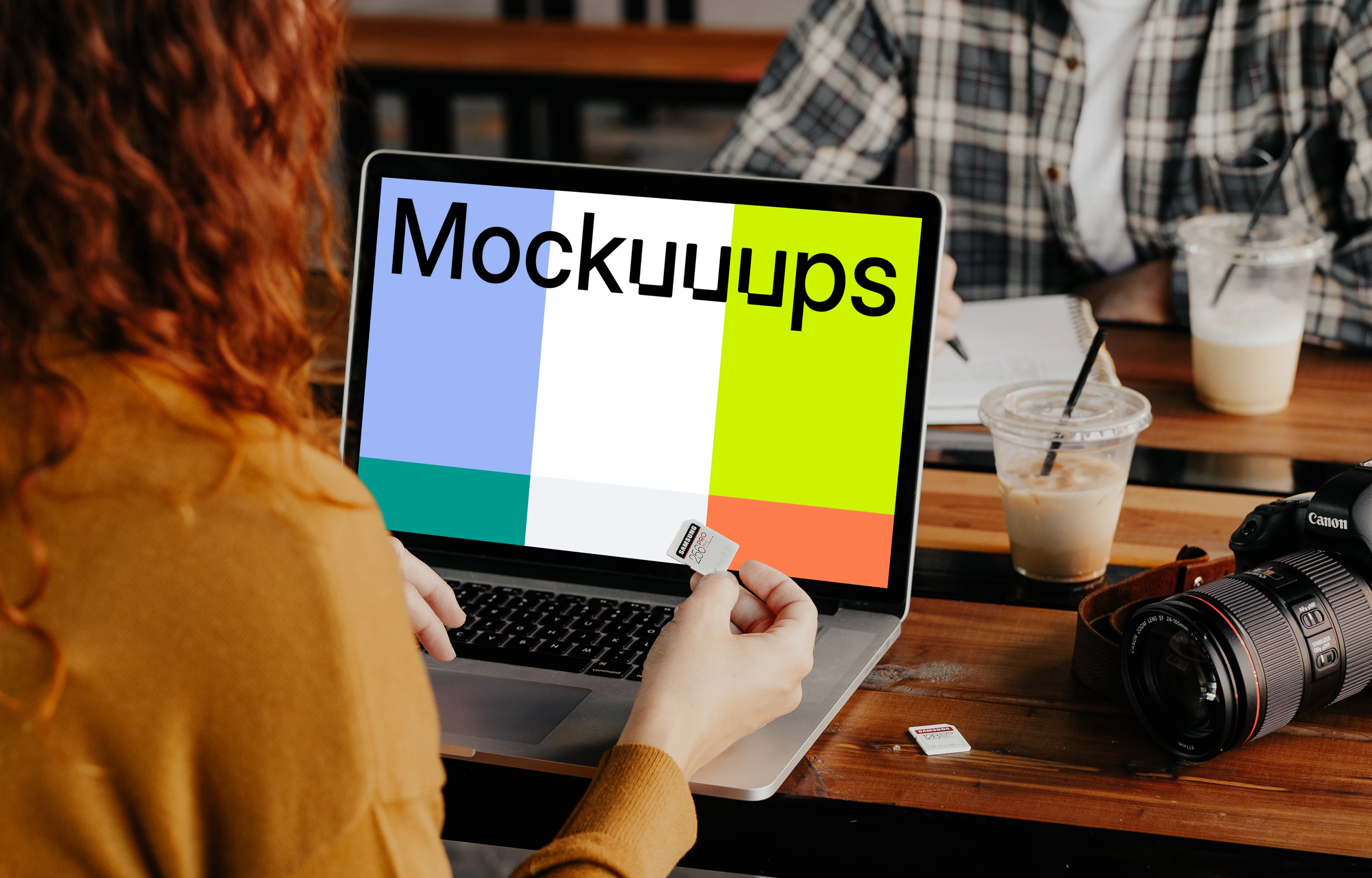 Woman working on MacBook Pro mockup