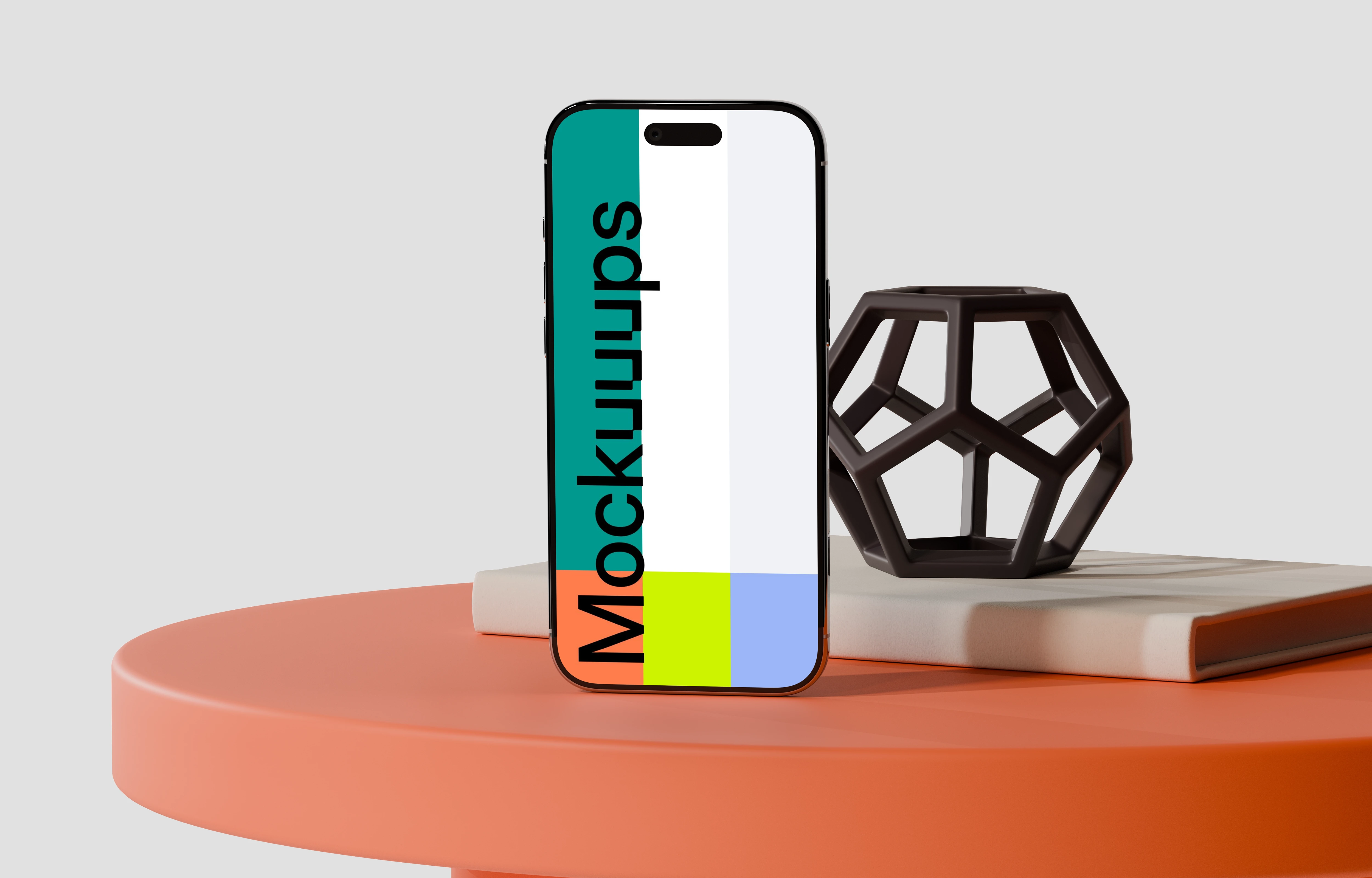 iPhone Air mockup on a modern geometric desk