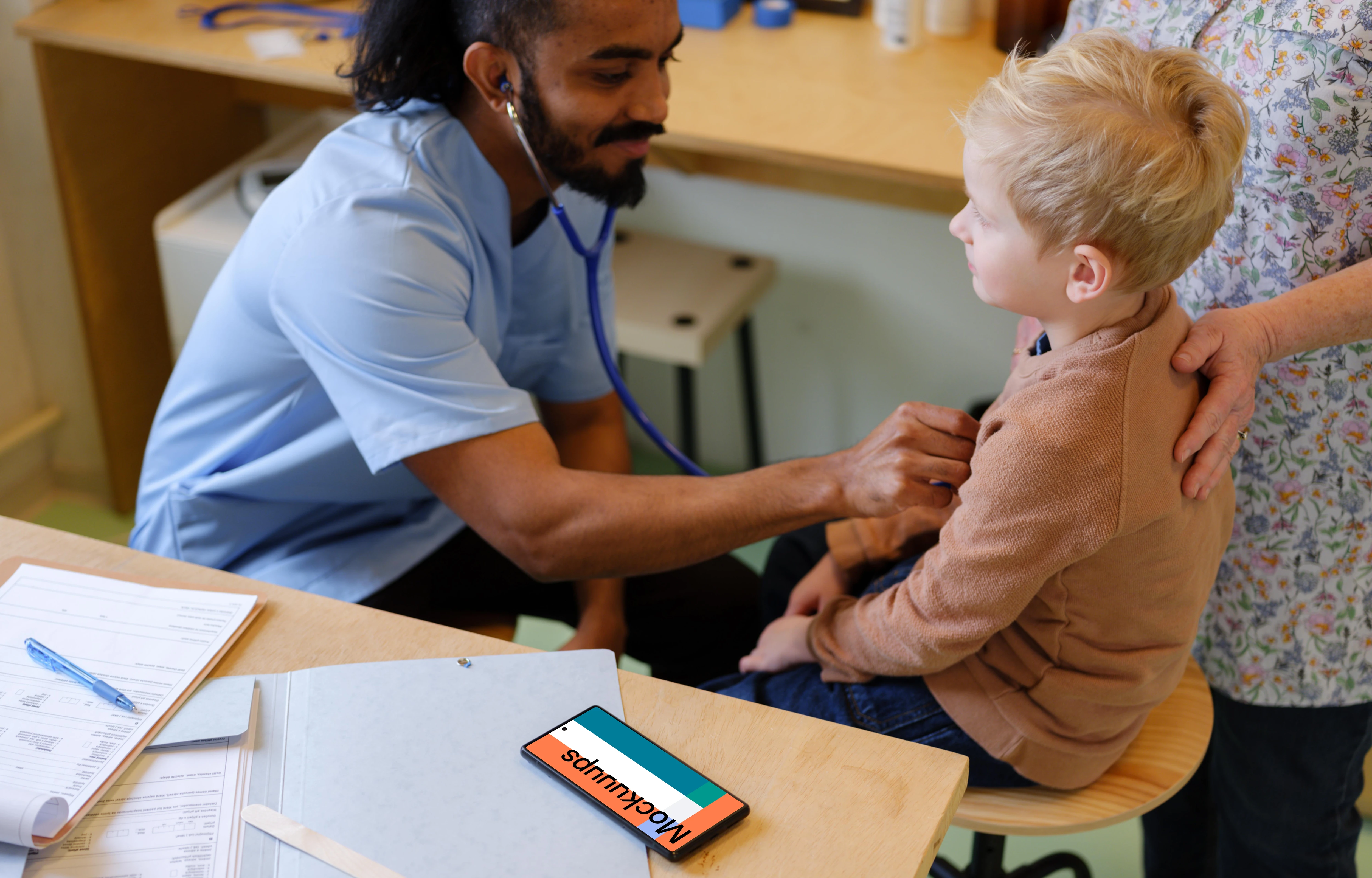 Google Pixel in the children's doctor's office