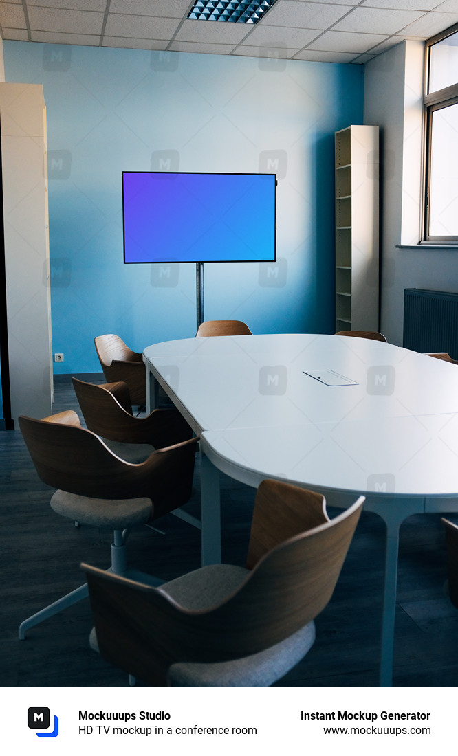 HD TV mockup in a conference room
