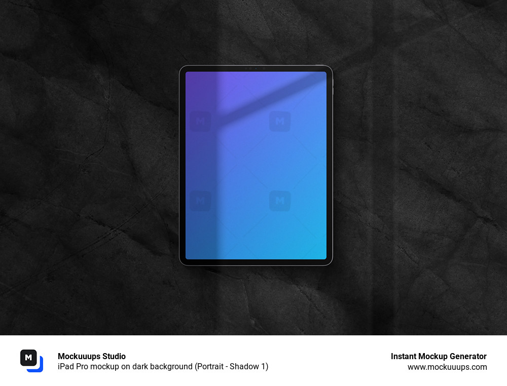 iPad Pro mockup on dark background (Portrait - Shadow 1)