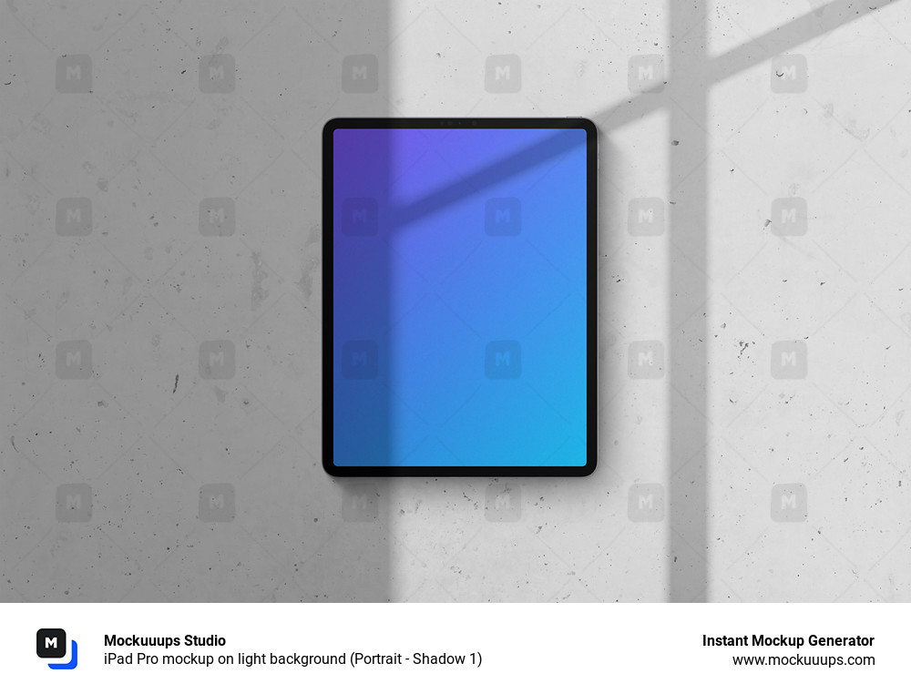iPad Pro mockup on light background (Portrait - Shadow 1)