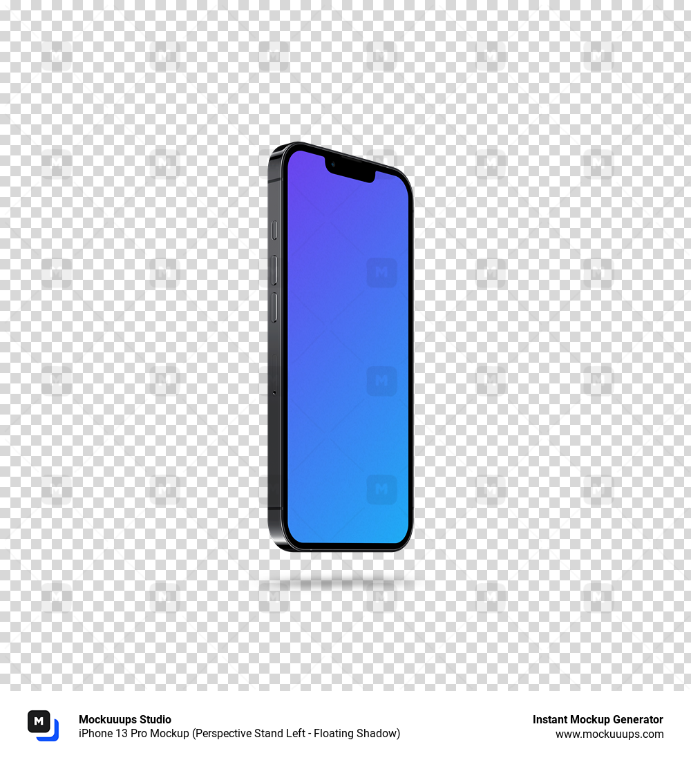 iPhone 13 Pro Mockup (Perspective Stand Left - Floating Shadow)