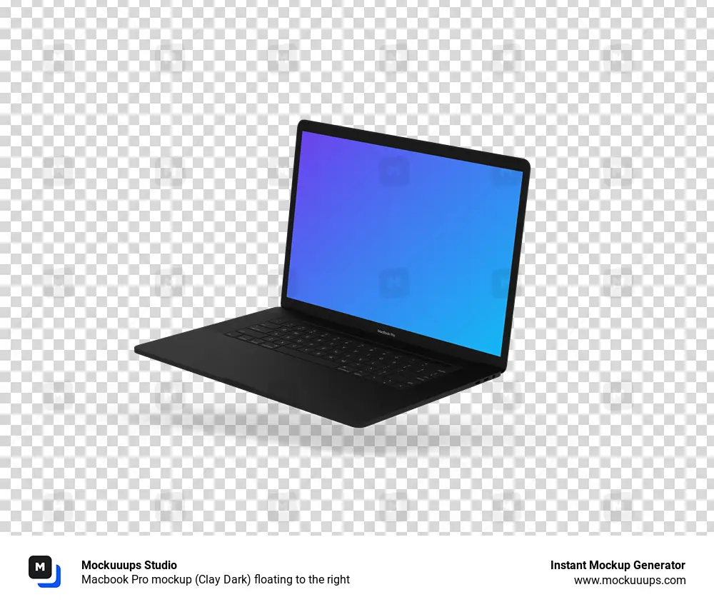 Macbook Pro mockup (Clay Dark) floating to the right