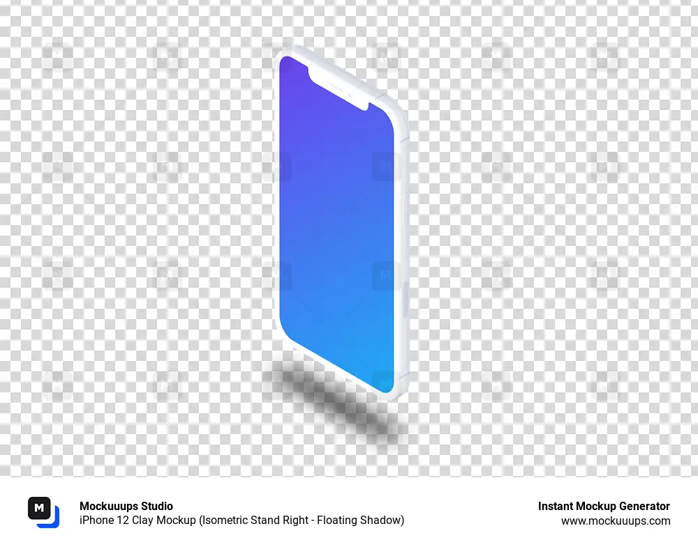 iPhone 12 Clay Mockup (Isometric Stand Right - Floating Shadow)