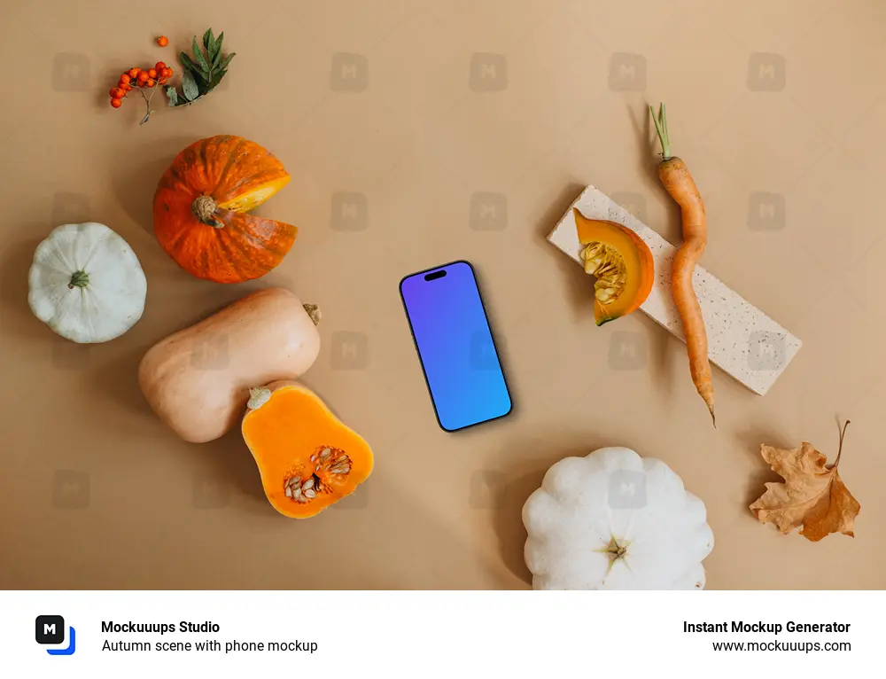 Autumn scene with phone mockup