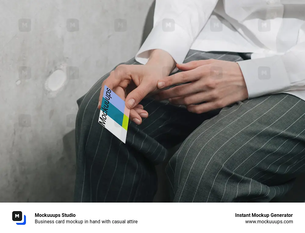 Business card mockup in hand with casual attire