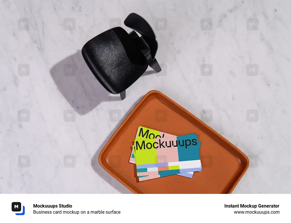Business card mockup on a marble surface
