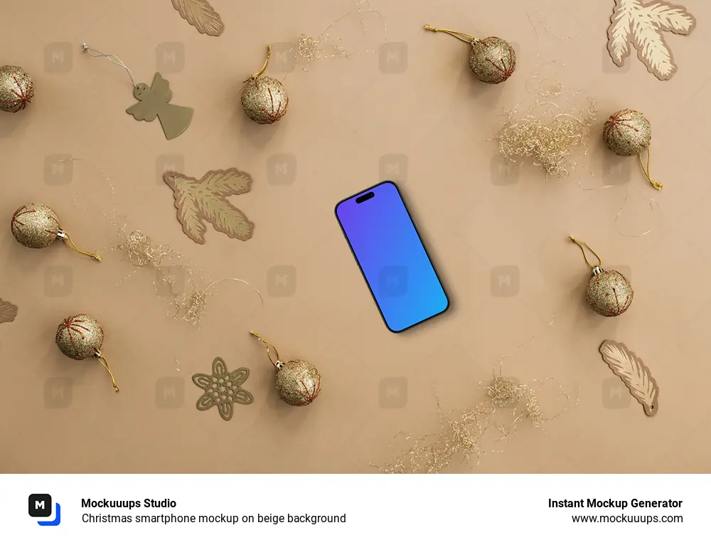 Christmas smartphone mockup on beige background