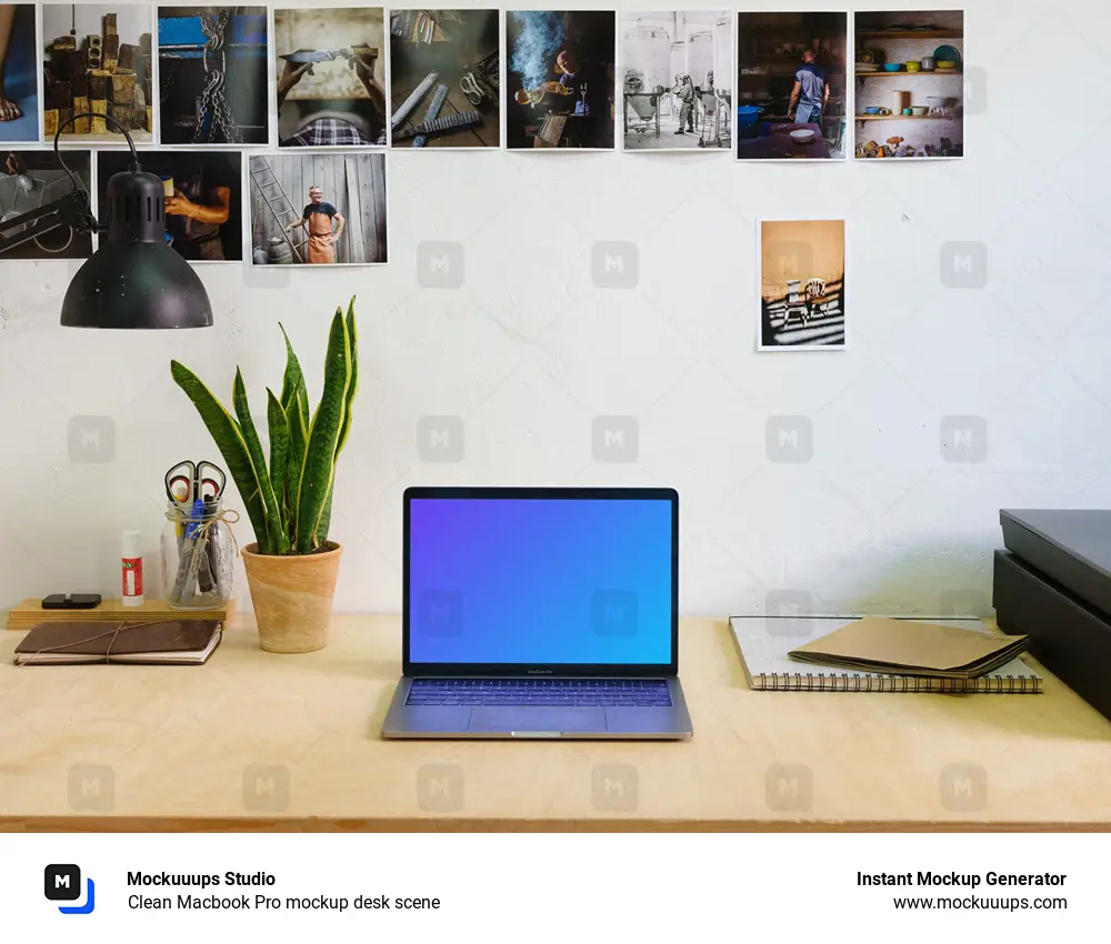 Clean Macbook Pro mockup desk scene