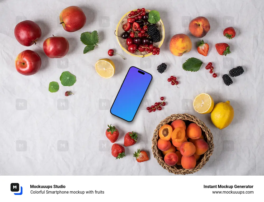 Colorful Smartphone mockup with fruits