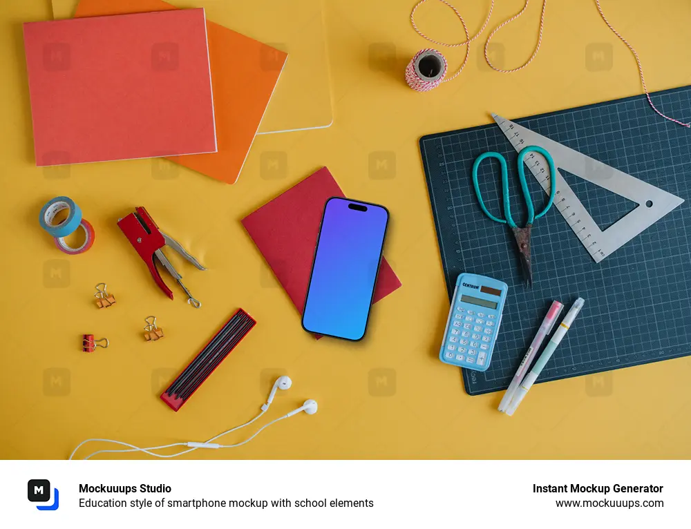 Education style of smartphone mockup with school elements