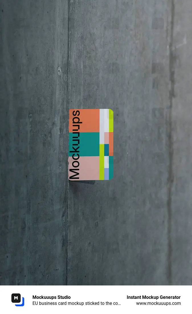 EU business card mockup sticked to the concrete wall