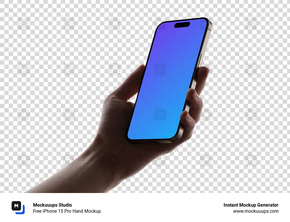 Free iPhone 15 Pro Hand Mockup