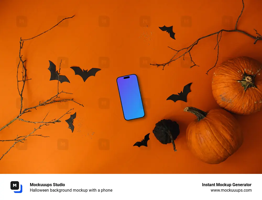 Halloween background mockup with a phone