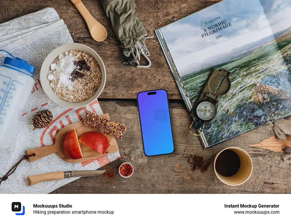 Hiking preparation smartphone mockup