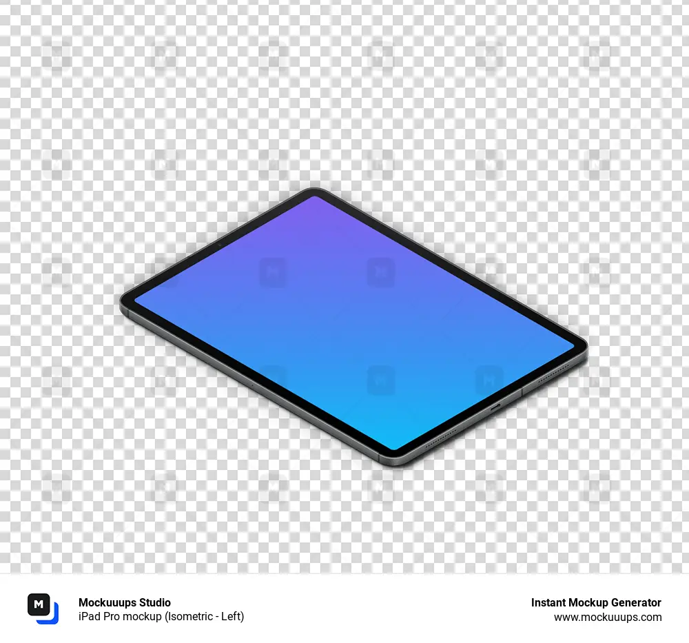 iPad Pro mockup (Isometric - Left)