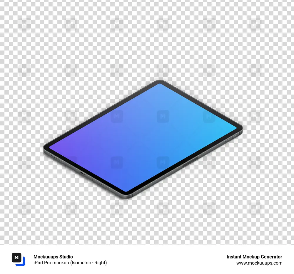 iPad Pro mockup (Isometric - Right)