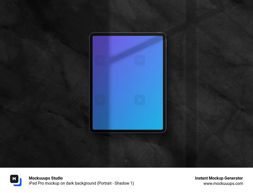 iPad Pro mockup on dark background (Portrait - Shadow 1)