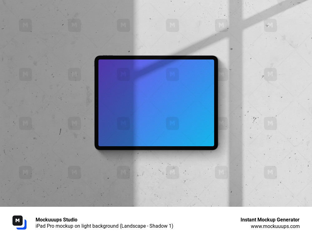 iPad Pro mockup on light background (Landscape - Shadow 1)