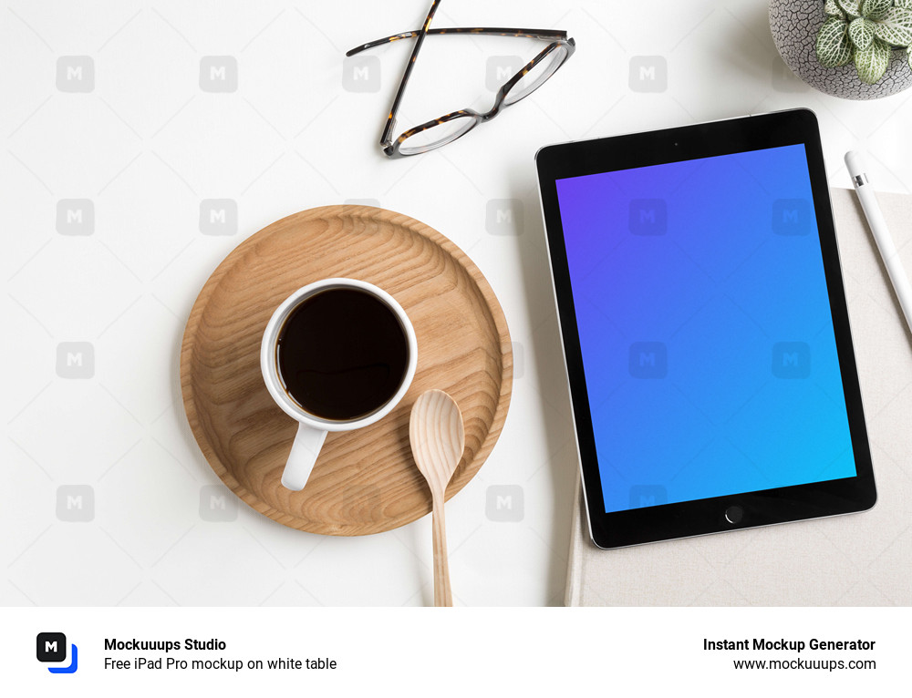 Free iPad Pro mockup on white table