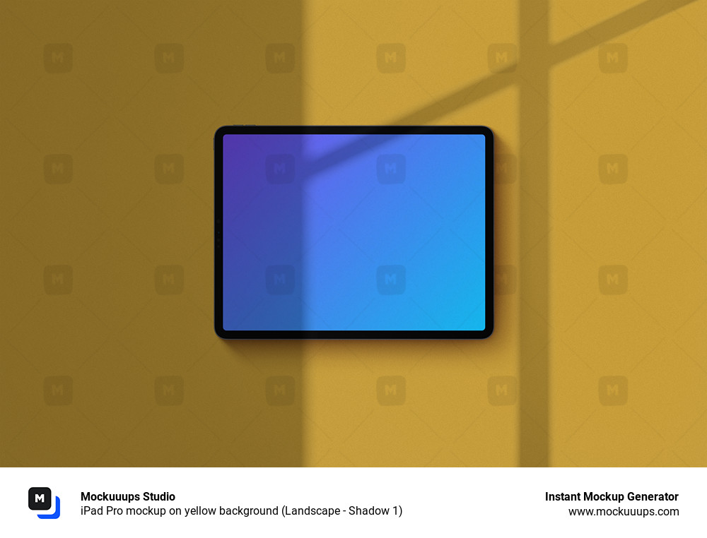 iPad Pro mockup on yellow background (Landscape - Shadow 1)