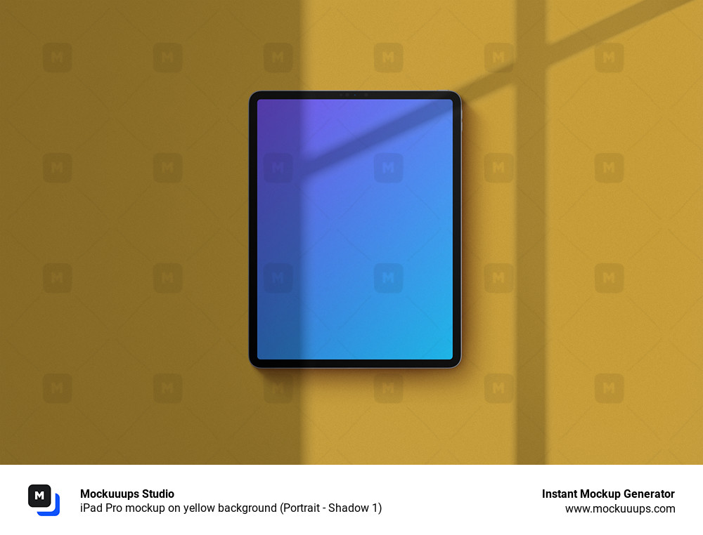iPad Pro mockup on yellow background (Portrait - Shadow 1)