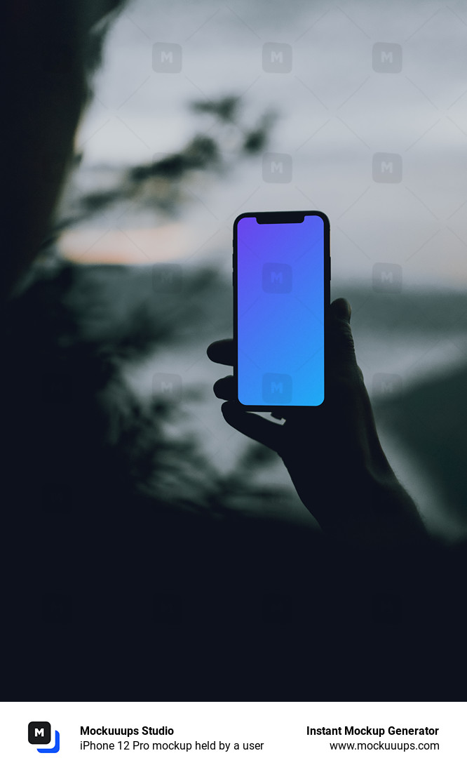 iPhone 12 Pro mockup held by a user