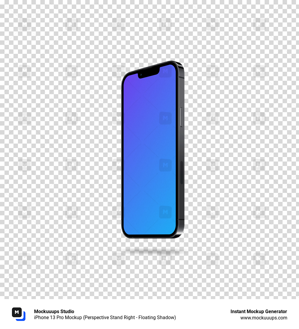 iPhone 13 Pro Mockup (Perspective Stand Right - Floating Shadow)