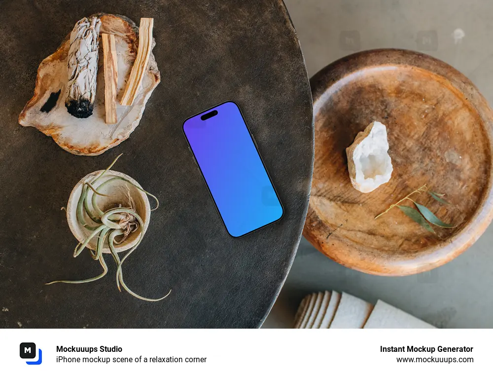 iPhone mockup scene of a relaxation corner