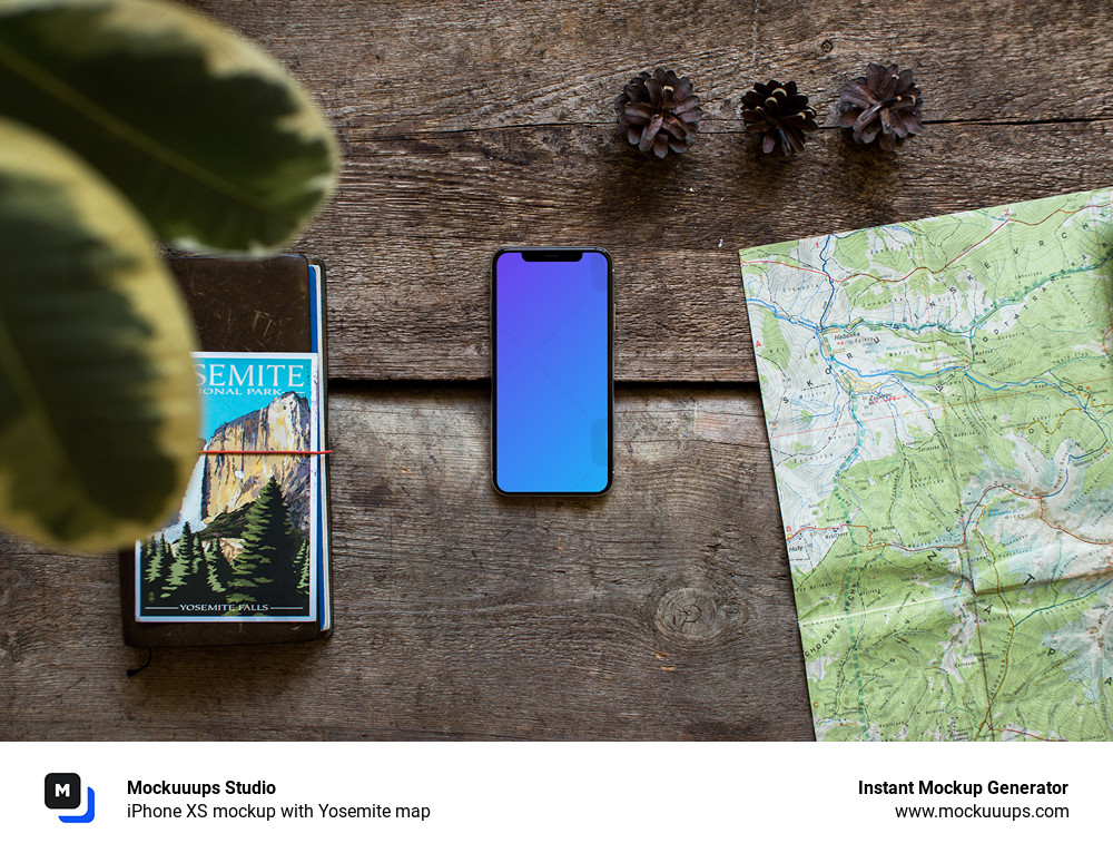 iPhone XS mockup with Yosemite map