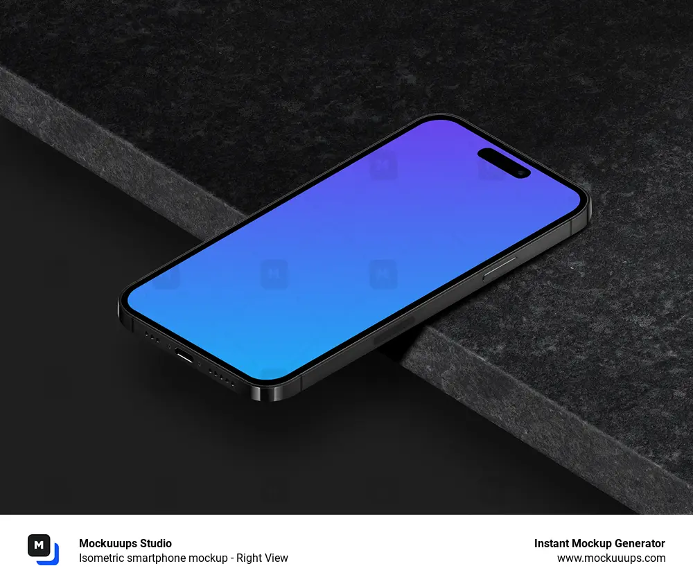 Isometric smartphone mockup - Right View