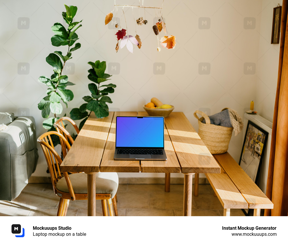 Laptop mockup on a table