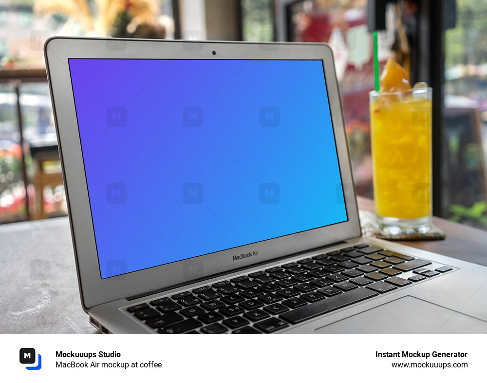 MacBook Air mockup at coffee