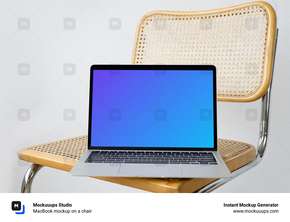 MacBook mockup on a chair 