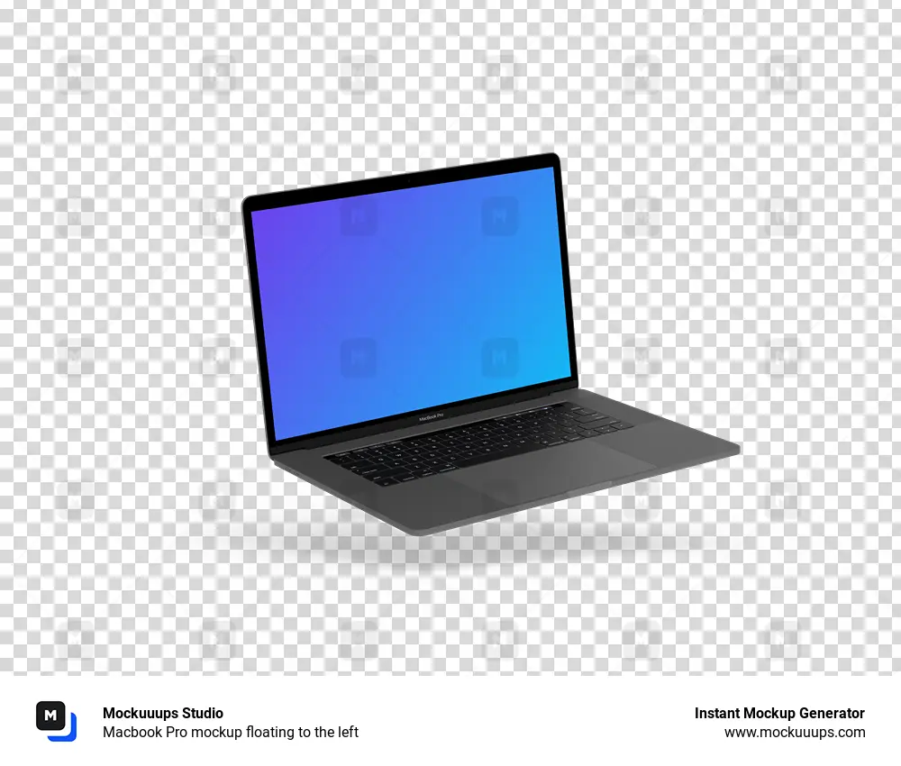 Macbook Pro mockup floating to the left