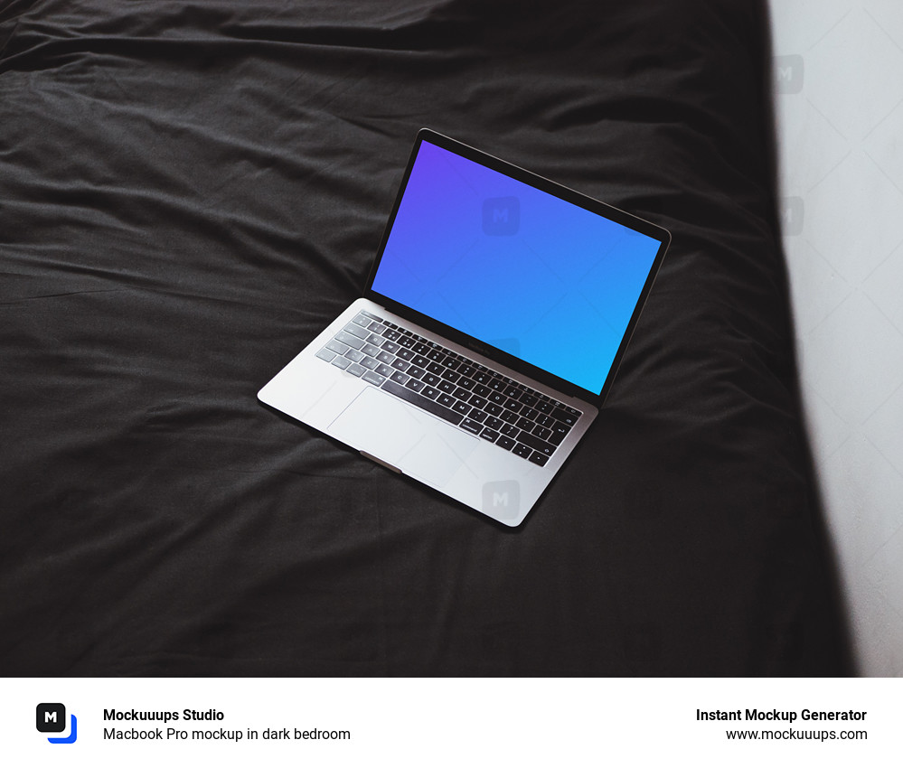 Macbook Pro mockup in dark bedroom