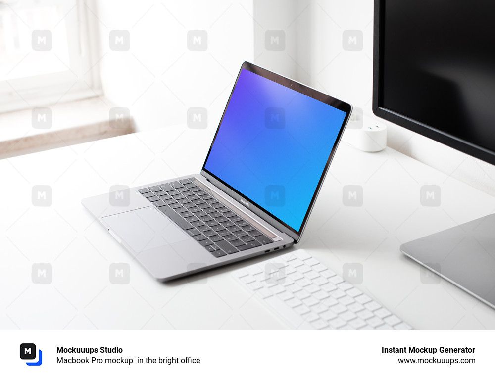 Macbook Pro mockup  in the bright office