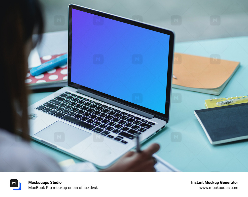 MacBook Pro mockup on an office desk
