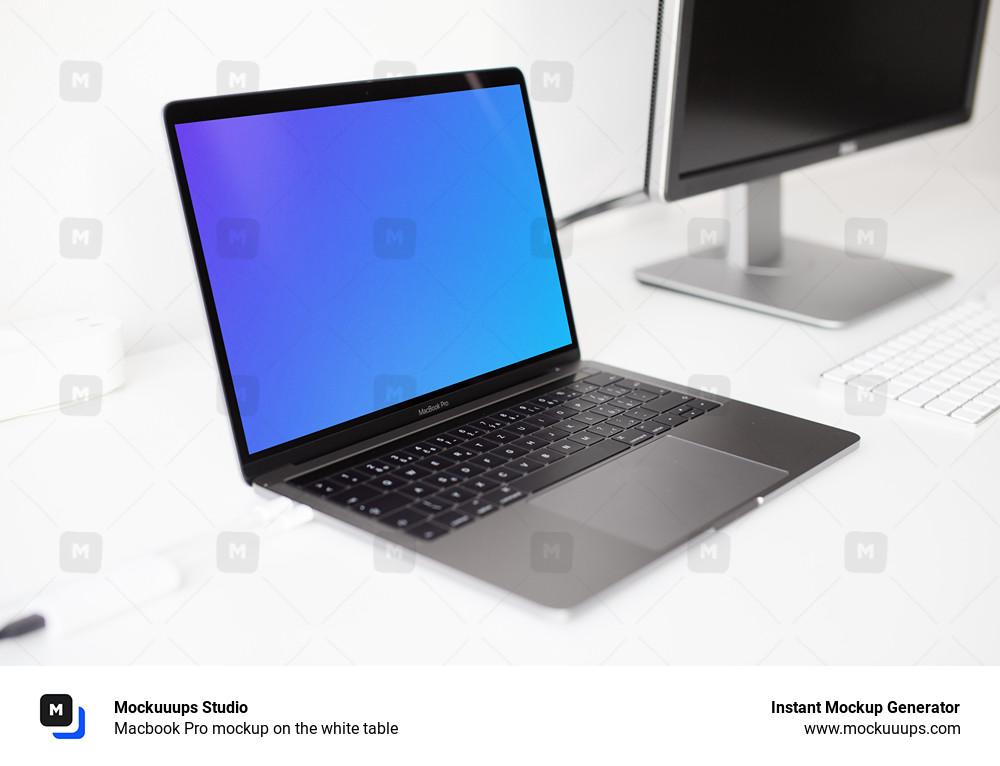 Macbook Pro mockup on the white table