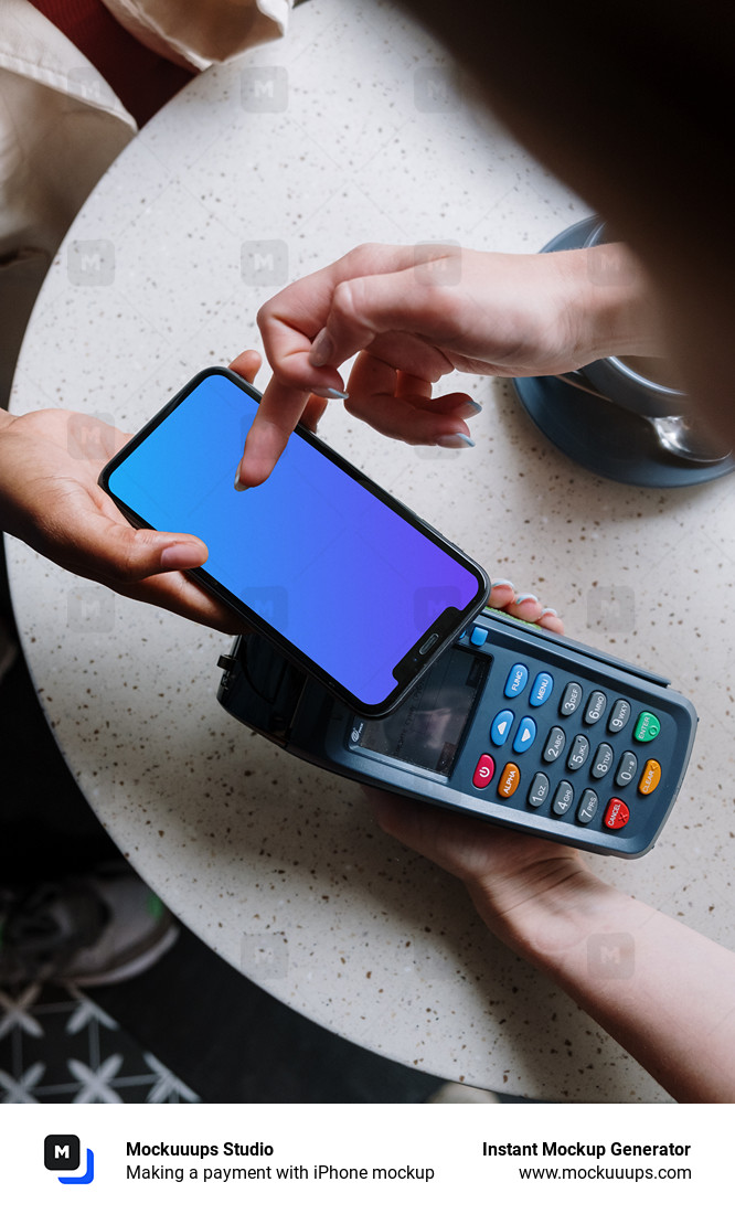 Making a payment with iPhone mockup