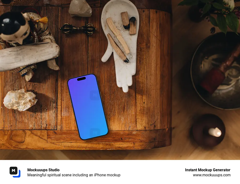 Meaningful spiritual scene including an iPhone mockup